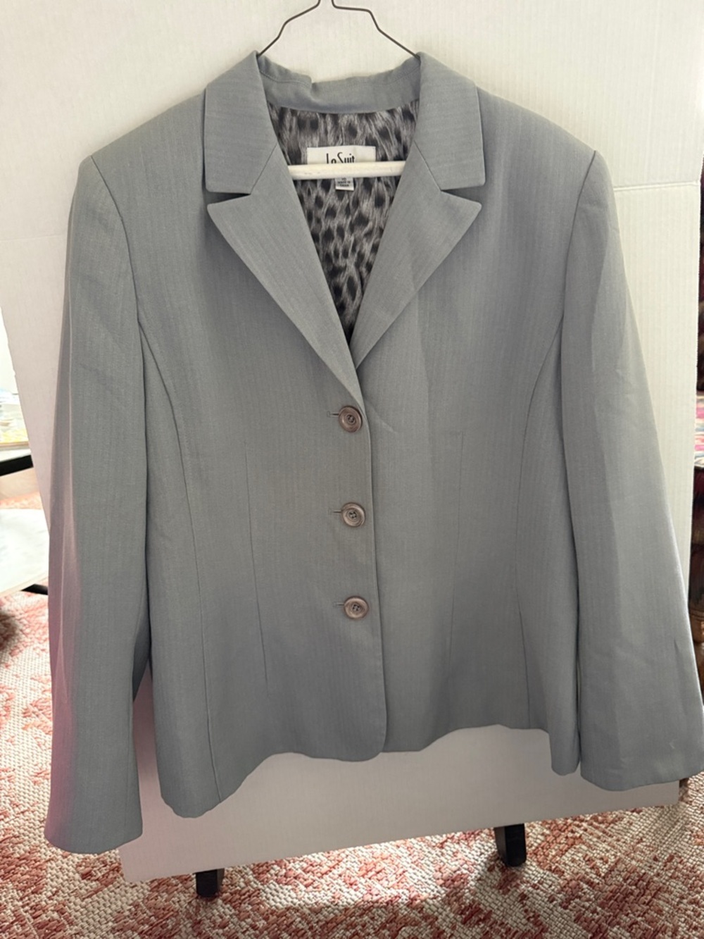 Le Suit Women's Pale Gray Classic Notch Lapel Blazer